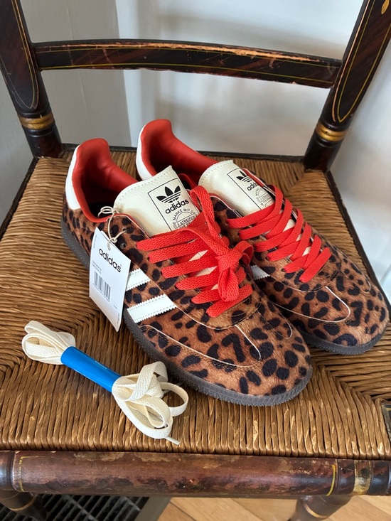 adidas Shoes - NWT adidas Leopard Print Samba Sneakers with Red Laces